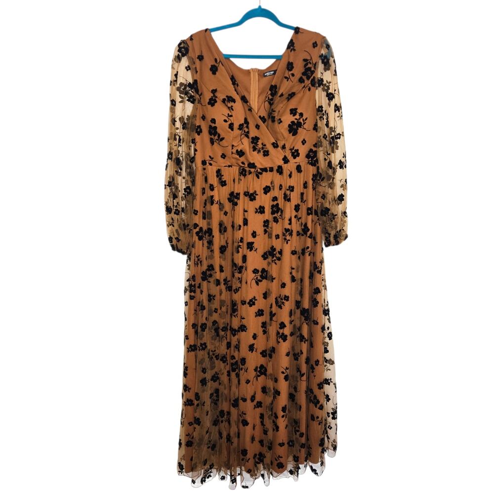 Earth Fairy Formal Maxi Dress Babydoll Tulle Plus Brown Floral Women Shein 2X